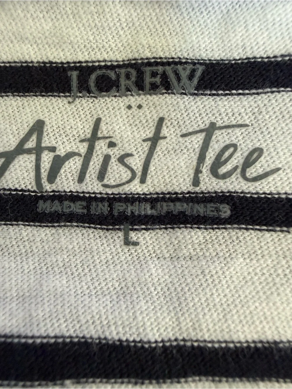 J.Crew Artist Tee L Navy White Striped Long Sleeve Breton Cotton Top